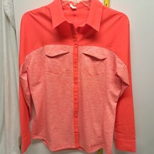 Under Armour Coral Two-Tone Button-Front Long Sleeve Shirt